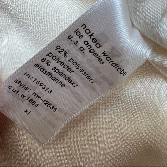 Naked Wardrobe Stretchy The Tube Crop Top Off White XL (fits L better) NWT - Picture 7 of 7